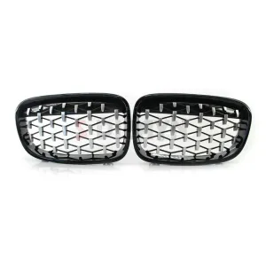 Drs Tuning Bmw 1 Serisi F20/F21 Ön Panjur Böbrek Parlak Siyah Çerçeveli Krom Diamond Model 2011-2015 - Görsel 3
