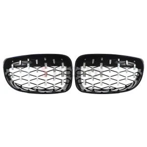 Drs Tuning Bmw 1 Serisi E81/E87 Ön Panjur Böbrek Parlak Siyah Çerçeveli Krom Diamond Model 2008-2012 - Görsel 3