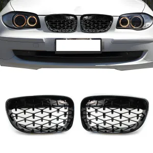 Drs Tuning Bmw 1 Serisi E81/E87 Ön Panjur Böbrek Parlak Siyah Piano Black Diamond Model 2008-2012