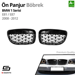 Drs Tuning Bmw 1 Serisi E81/E87 Ön Panjur Böbrek Parlak Siyah Piano Black Diamond Model 2008-2012 - Görsel 2