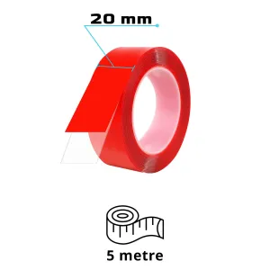 Drs Tuning Çift Taraflı Bant 20mm x 5 Metre Şeffaf Silikon VHB Bant 30'lu Koli A+Kalite - Görsel 2