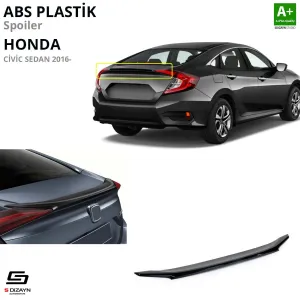 Honda Civic 2015-2021 (FC5) uyumlu FC5 ABS Plastik Spoiler Parlak Siyah 2016-2021 A+Kalite modelleri DRS Tuning'de. Kaliteli malzeme, hızlı kargo ve güvenli
