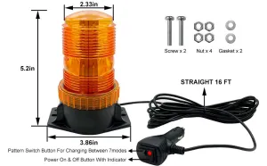 7 fonksiyonlu tepe lambası çakarlı mıknatıslı dikey model 12-30v turuncu / LAIK537 thumb 3