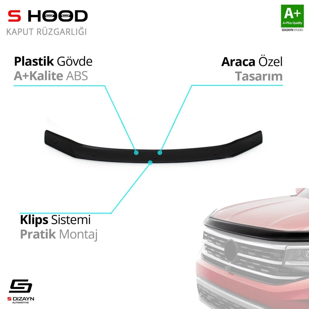 Drs Tuning Uyumlu Passat B8 ABS Plastik Kaput Rüzgarlığı 2015 Üzeri A+Kalite Parça