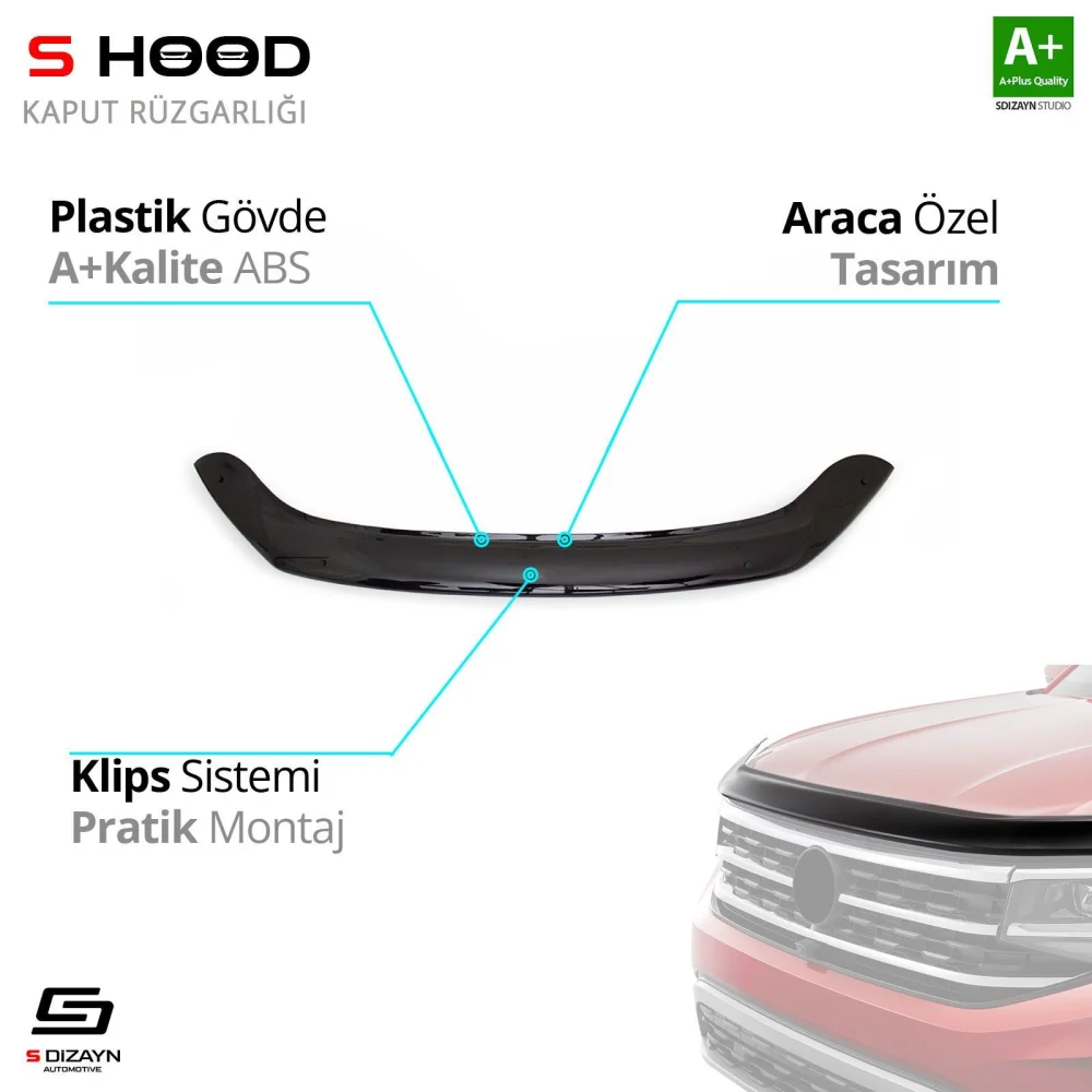 Drs Tuning Caddy ABS Plastik Kaput Rüzgarlığı 2015-2020 A+Kalite
