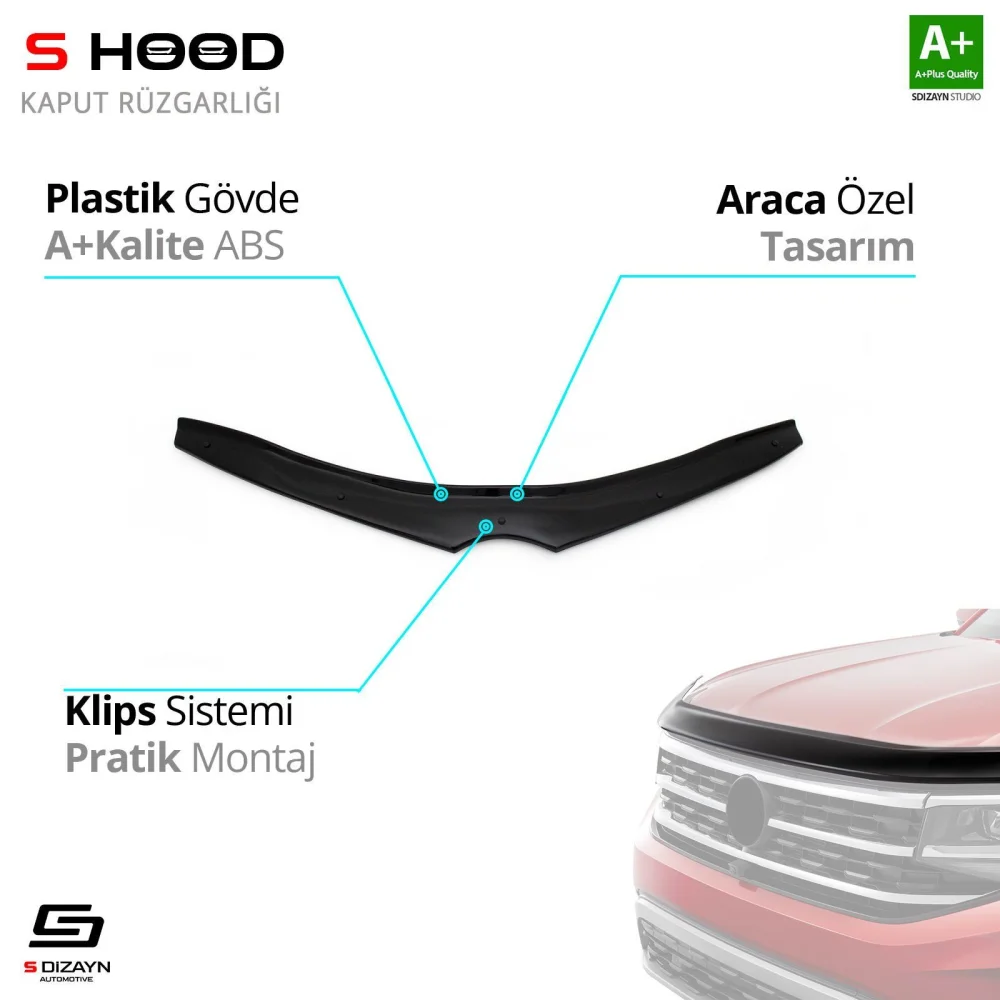 Toyota Uyumlu Auris ABS Plastik Kaput Rüzgarlığı 2013-2017 A+Kalite Parça