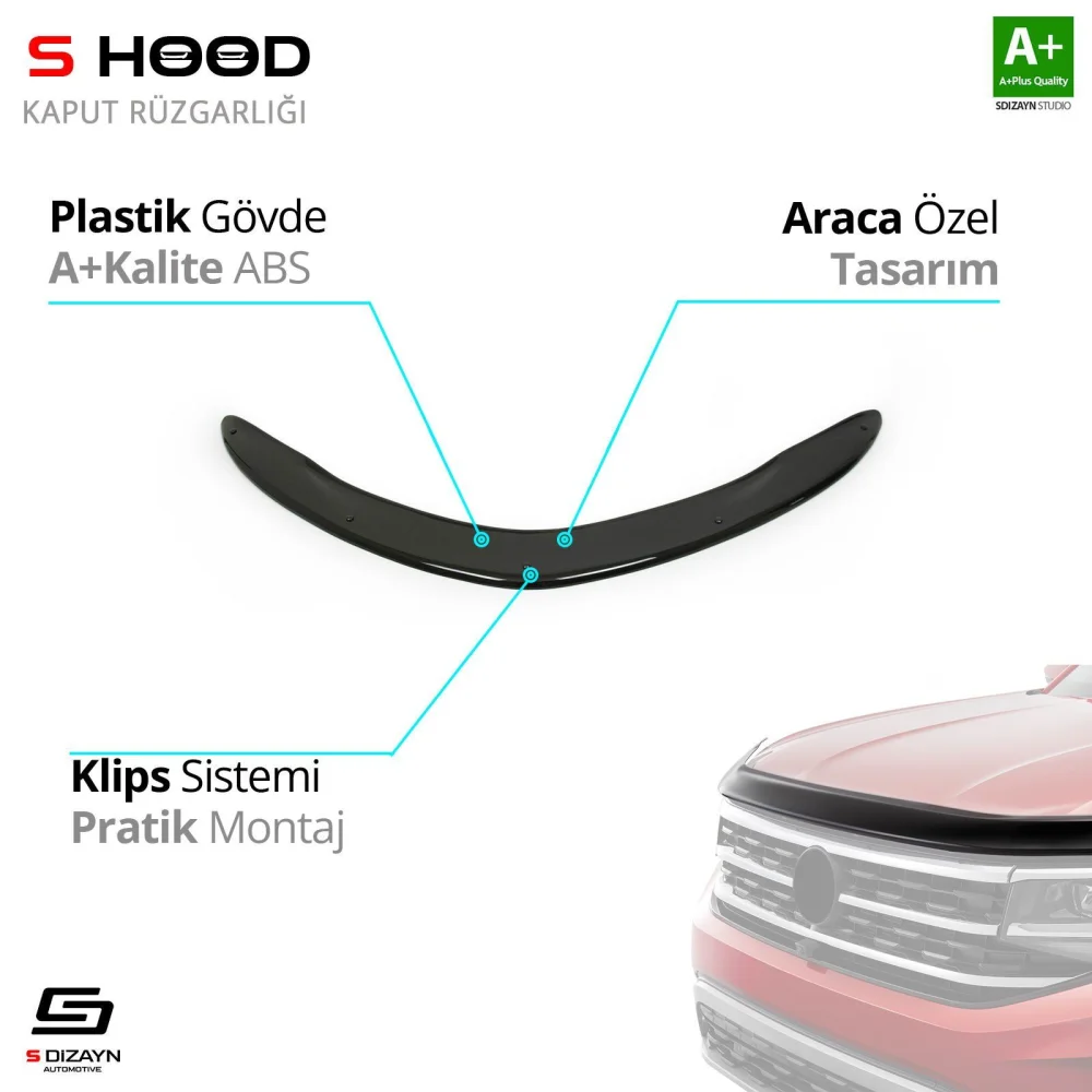 Toyota Uyumlu Corolla ABS Plastik Kaput Rüzgarlığı 2013-2018 A+Kalite Parça
