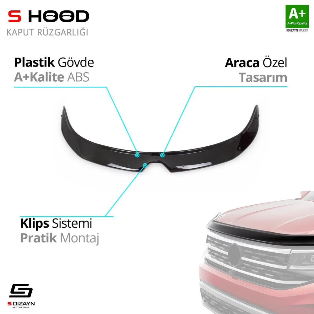 Renault Uyumlu Megane 4 ABS Plastik Kaput Rüzgarlığı 2016 Üzeri A+Kalite Parça