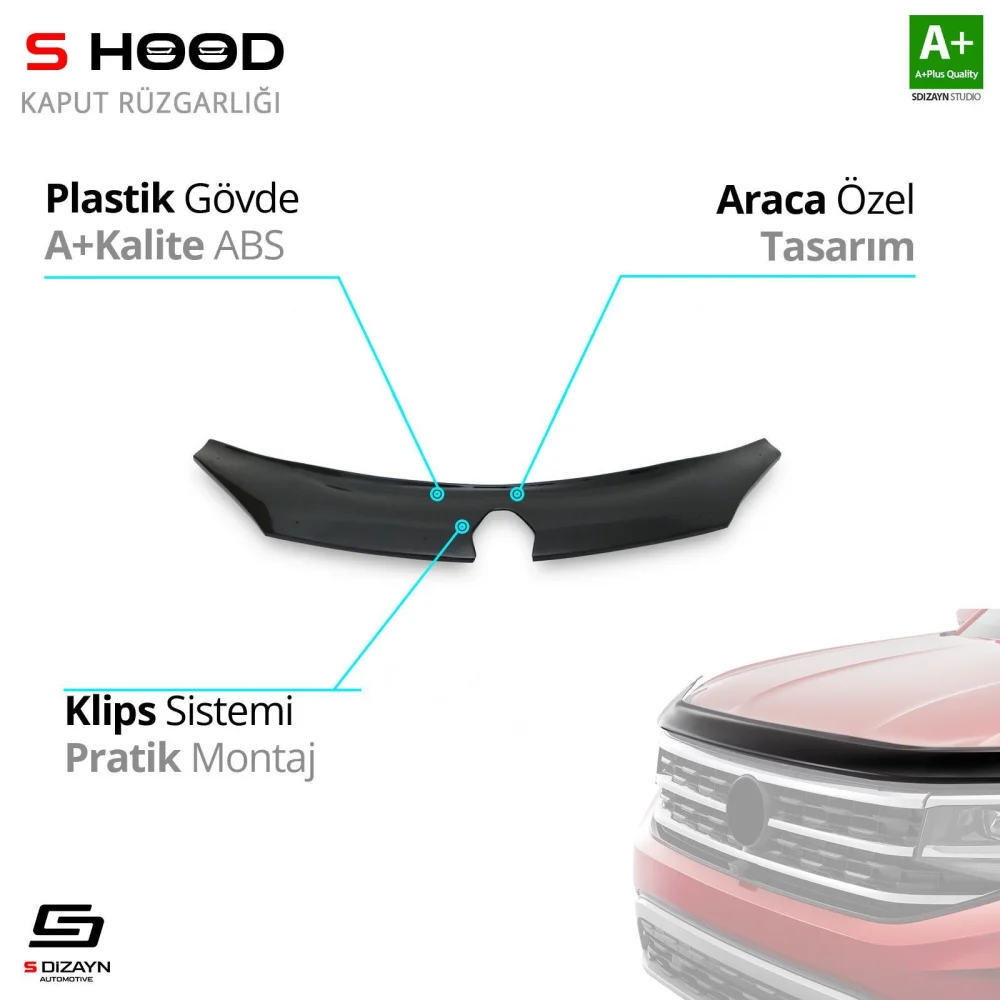 Renault Uyumlu Megane 3 ABS Plastik Kaput Rüzgarlığı 2009-2016 A+Kalite Parça