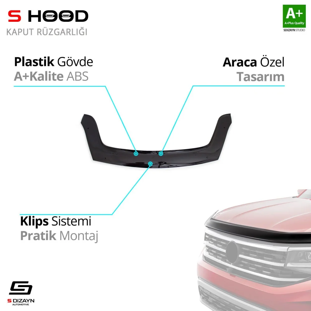 Drs Tuning Peugeot Uyumlu Partner ABS Plastik Kaput Rüzgarlığı 2015-2018 A+Kalite Parça