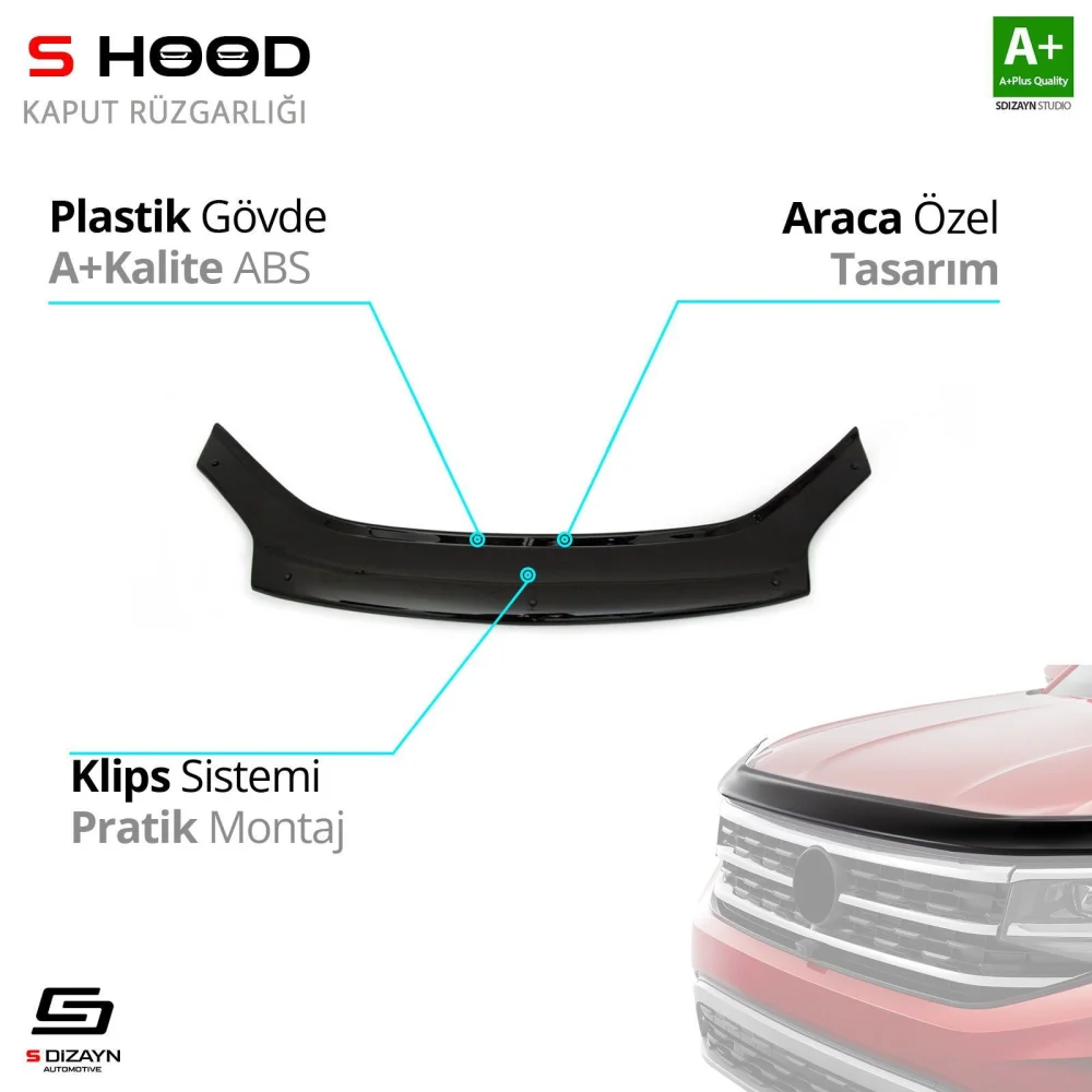 Drs Tuning Peugeot Uyumlu Partner ABS Plastik Kaput Rüzgarlığı 2005-2010 A+Kalite Parça
