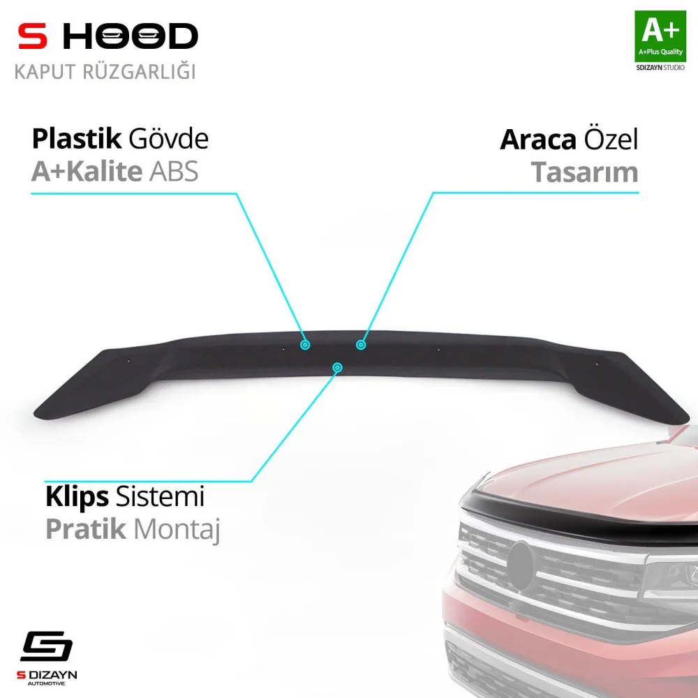 Kia Uyumlu Ceed ABS Plastik Kaput Rüzgarlığı 2012-2018 A+Kalite Parça