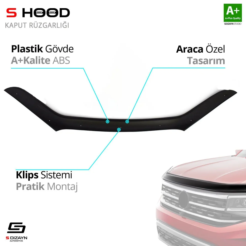 Kia Uyumlu Sorento ABS Plastik Kaput Rüzgarlığı 2016-2020 A+Kalite Parça