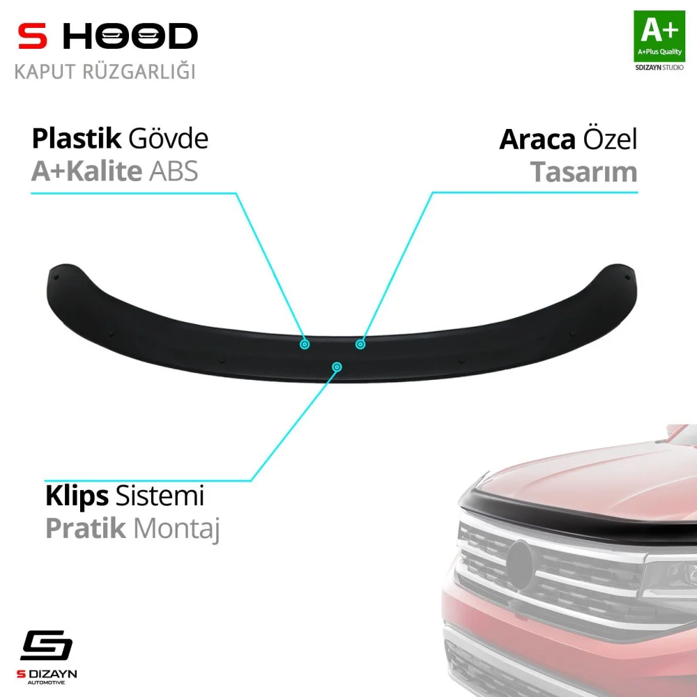 Kia Uyumlu Sorento ABS Plastik Kaput Rüzgarlığı 2010-2014 A+Kalite Parça