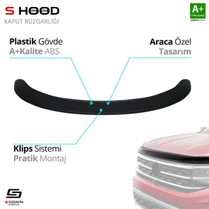 S-Dizayn Kia Uyumlu Sorento ABS Plastik Kaput Rüzgarlığı 2010-2014 A+Kalite ParçaDRS Tuning kalitesiyle tanışın! Özel olarak Kia  model araçlar için üretilen bu