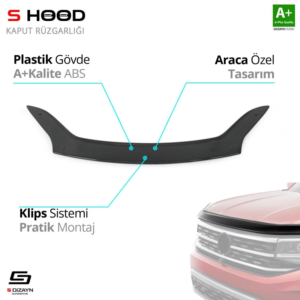 Kia Uyumlu Sportage ABS Plastik Kaput Rüzgarlığı 2016 Üzeri A+Kalite Parça