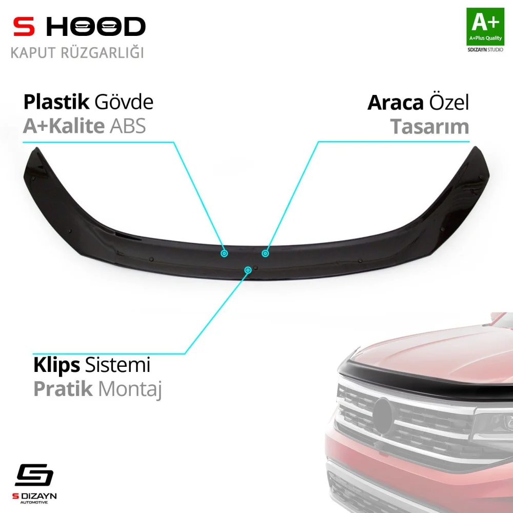 Honda Uyumlu Civic ABS Plastik Kaput Rüzgarlığı 2016 Üzeri A+Kalite Parça