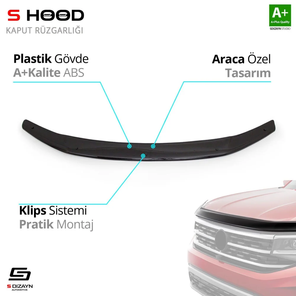 Honda Uyumlu Civic ABS Plastik Kaput Rüzgarlığı 2012-2016 A+Kalite Parça