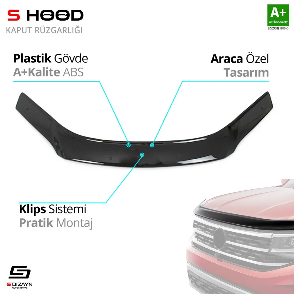 Honda Uyumlu Civic ABS Plastik Kaput Rüzgarlığı 2000-2006 A+Kalite Parça