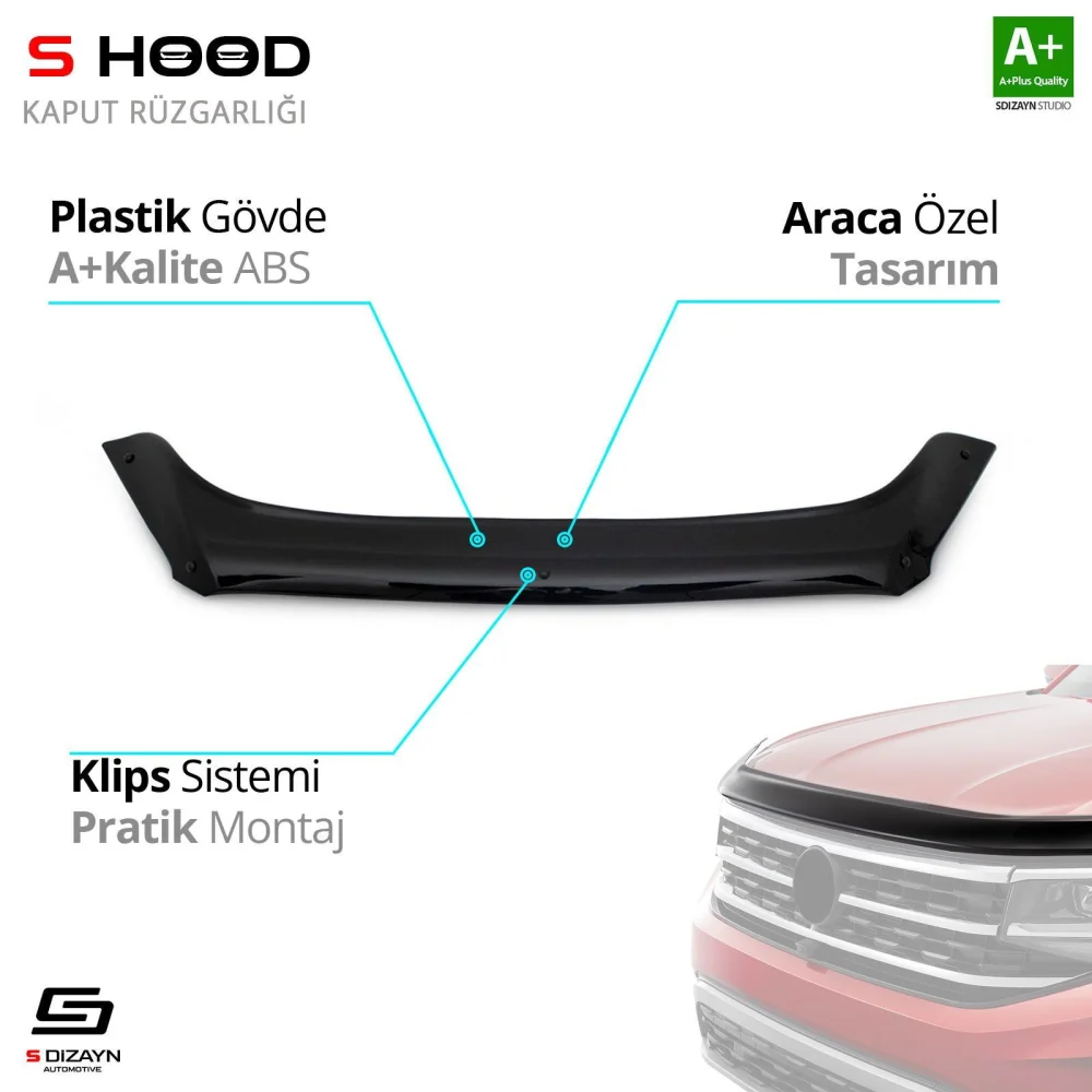 Uyumlu Kuga ABS Plastik Kaput Rüzgarlığı 2017 Üzeri A+Kalite Parça