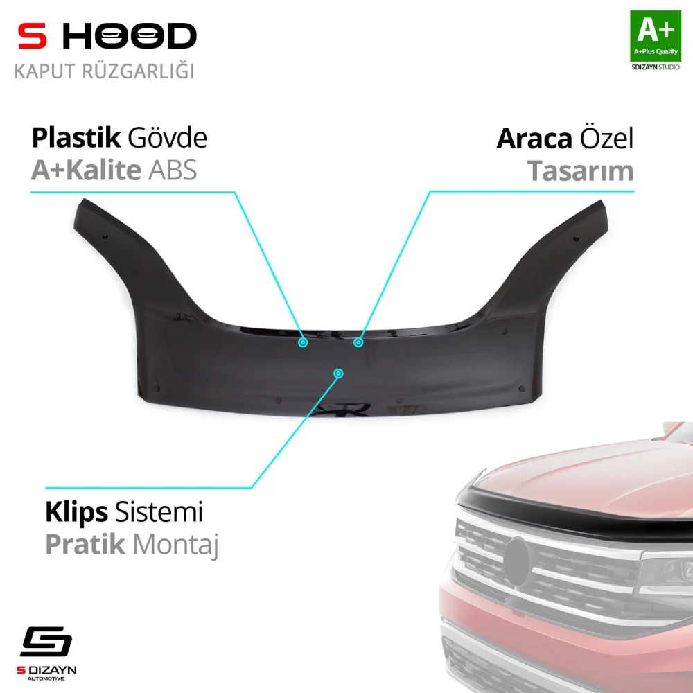 Fiat Uyumlu Fiorino ABS Plastik Kaput Rüzgarlığı 2007 Üzeri A+Kalite Parça