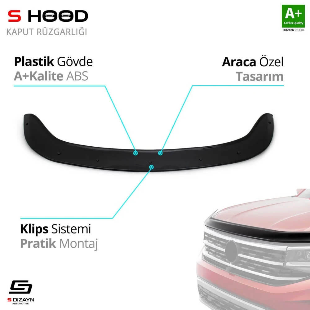 Fiat Uyumlu Egea ABS Plastik Kaput Rüzgarlığı 2015 Üzeri A+Kalite Parça