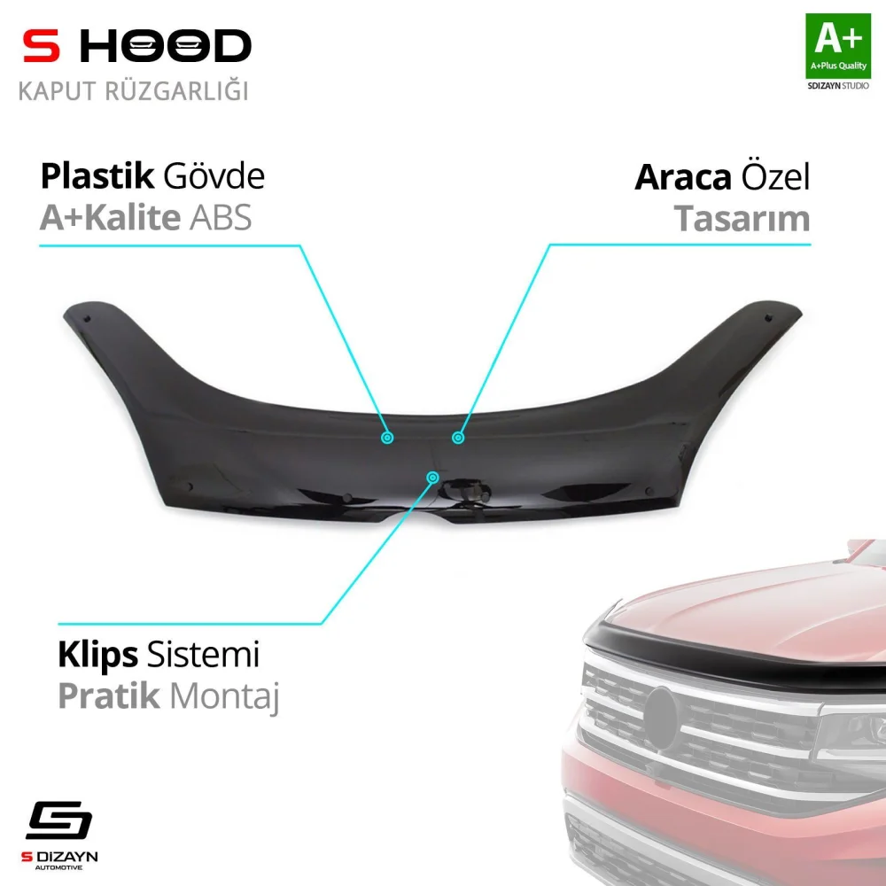 Fiat Uyumlu Doblo ABS Plastik Kaput Rüzgarlığı 2015 Üzeri A+Kalite Parça