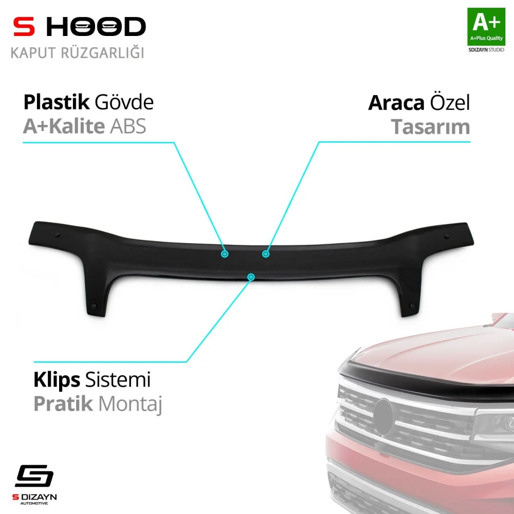 Fiat Uyumlu Doblo ABS Plastik Kaput Rüzgarlığı 2000-2005 A+Kalite Parça