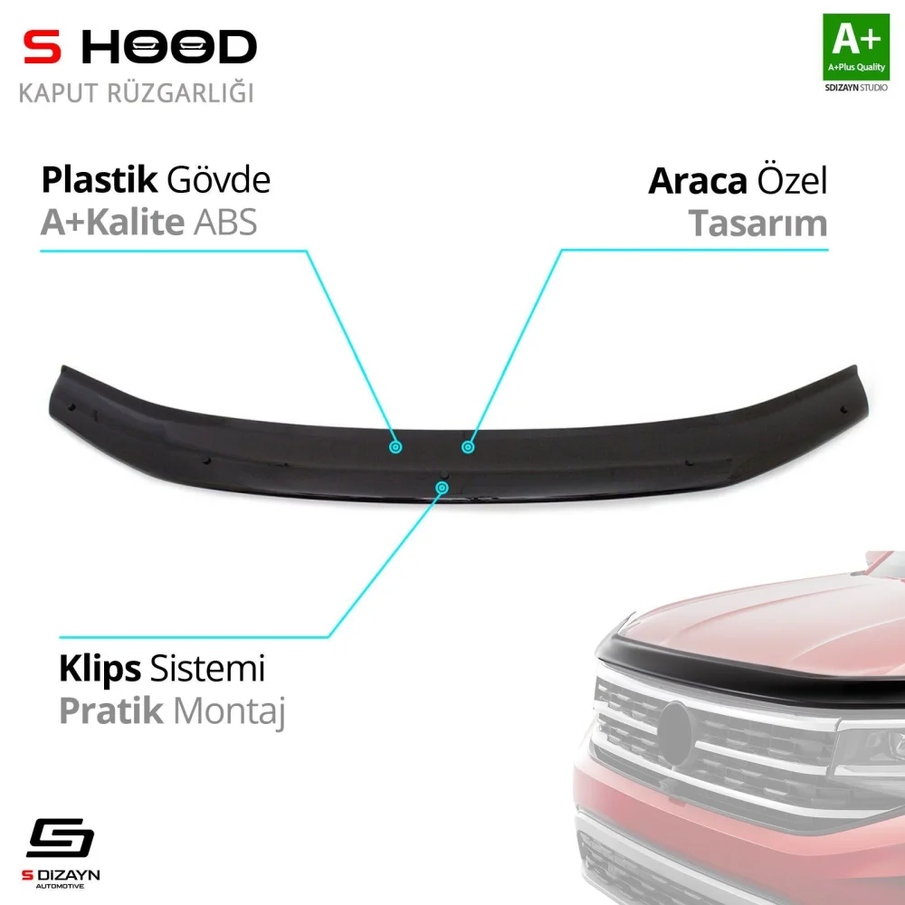 Dacia Uyumlu Sandero ABS Plastik Kaput Rüzgarlığı 2013 Üzeri A+Kalite Parça