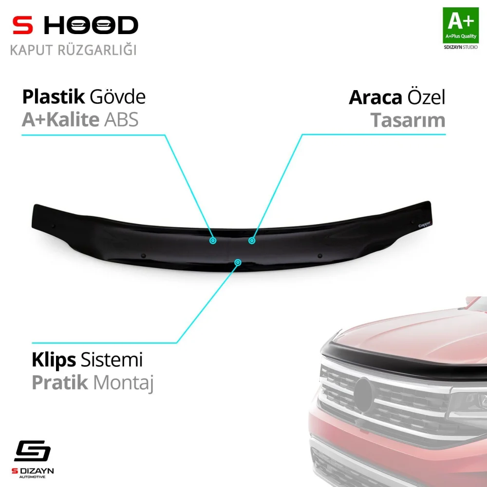 Dacia Uyumlu Logan Mcv ABS Plastik Kaput Rüzgarlığı 2006-2012 A+Kalite Parça