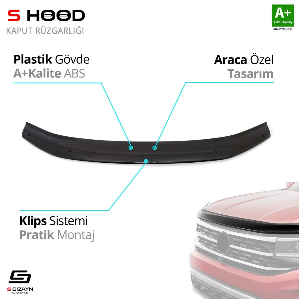 Dacia Logan Uyumlu Mcv ABS Plastik Kaput Rüzgarlığı 2013 Üzeri A+Kalite Parça