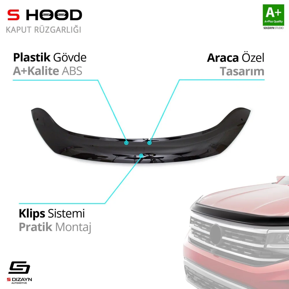 Dacia Uyumlu Lodgy ABS Plastik Kaput Rüzgarlığı 2012 Üzeri A+Kalite Parça