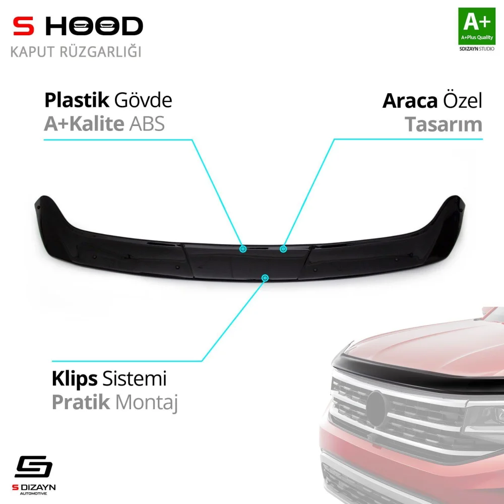 Citroen Uyumlu Jumpy ABS Plastik Kaput Rüzgarlığı 2016 Üzeri A+Kalite Parça