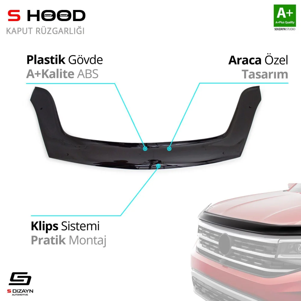 Citroen Uyumlu Berlingo ABS Plastik Kaput Rüzgarlığı 2008-2018 A+Kalite Parça