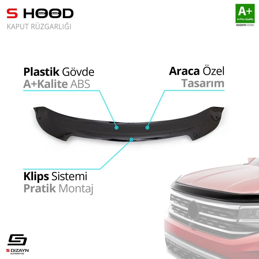 S-Dizayn Chevrolet Uyumlu Cruze ABS Plastik Kaput Rüzgarlığı 2008-2016 A+Kalite Parça