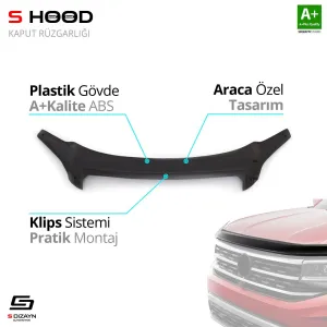 S-Dizayn Chevrolet Uyumlu Captiva ABS Plastik Kaput Rüzgarlığı 2006-2011 A+Kalite ParçaDRS Tuning kalitesiyle tanışın! Özel olarak Chevrolet  model araçlar için