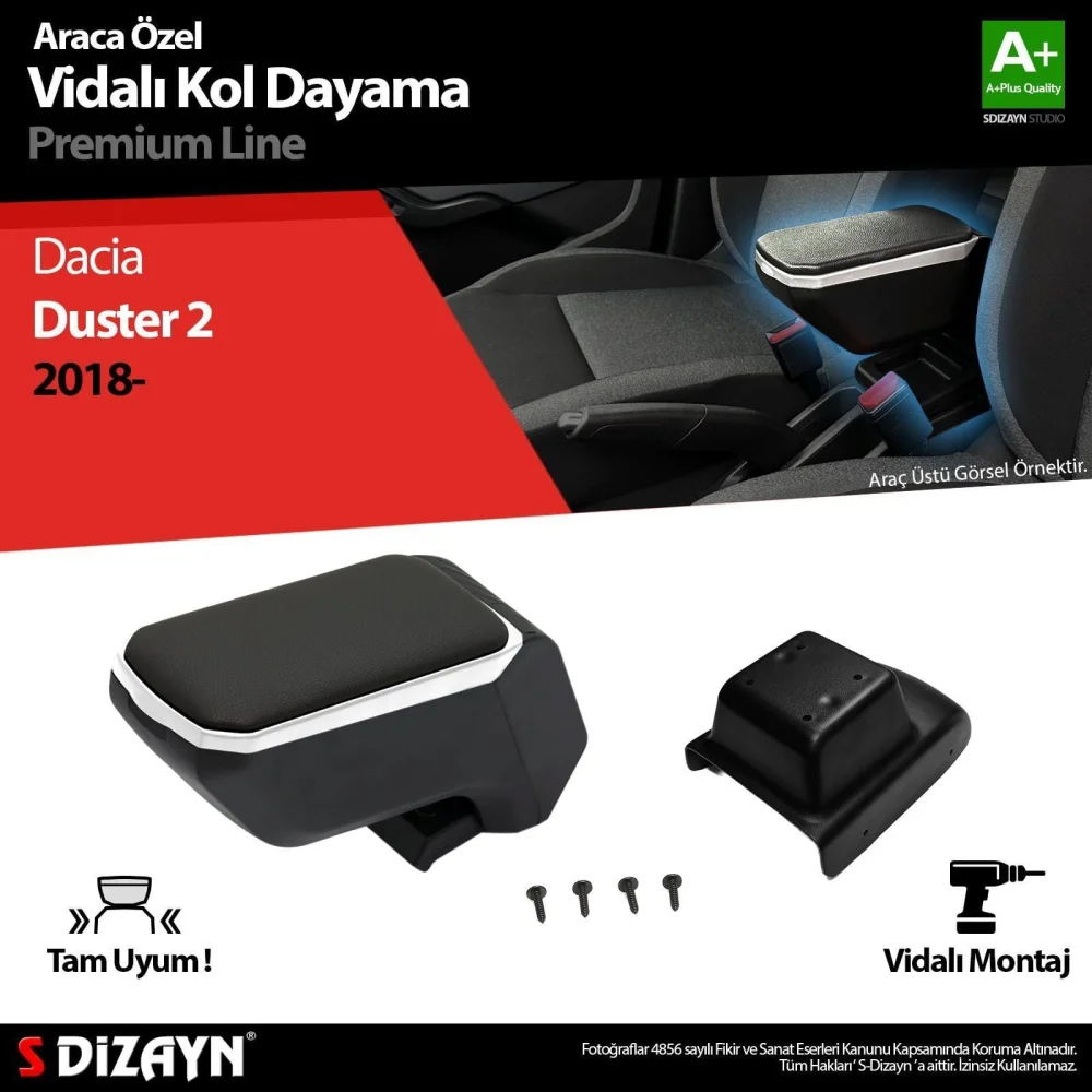 Drs Tuning Dacia Duster 2 Kol Dayama Kolçak ABS Vidalı Gri 2018-2023 A+Kalite
