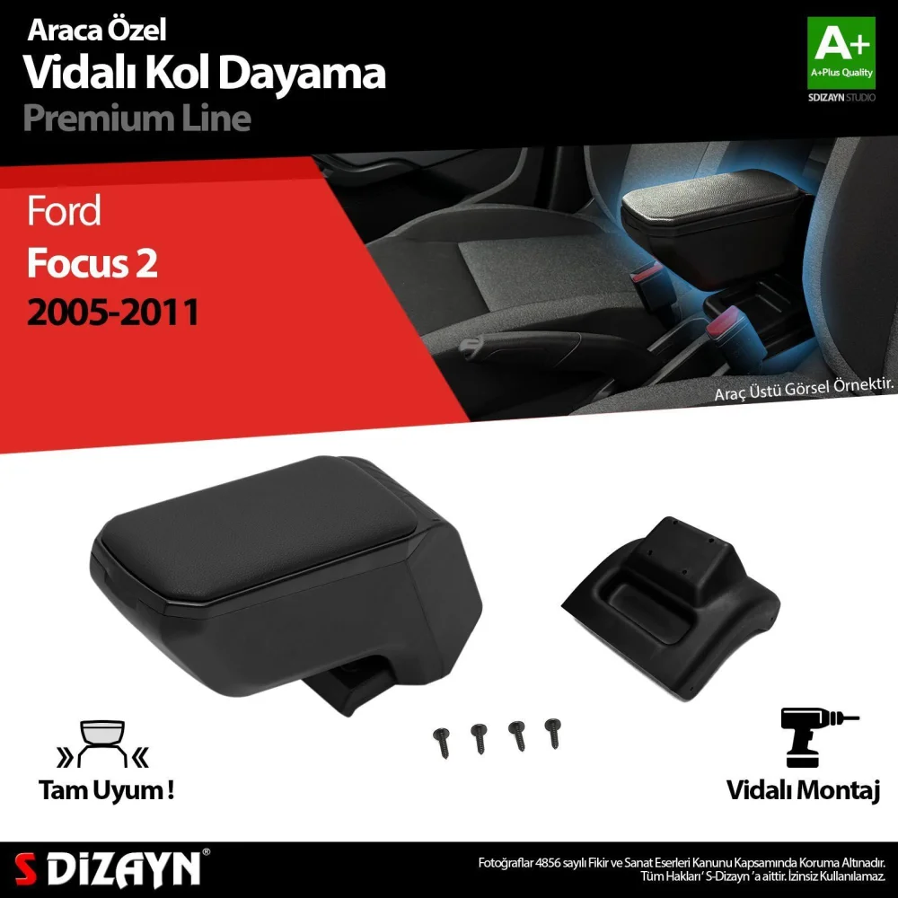 Drs Tuning Ford Focus 2 Kol Dayama Kolçak ABS Vidalı Siyah 2005-2011 A+Kalite