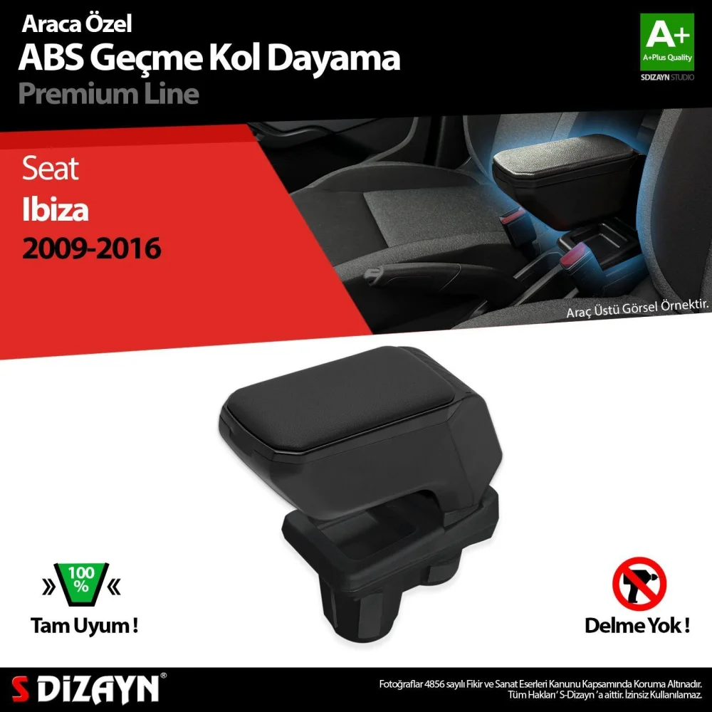 Drs Tuning Seat Ibiza Kol Dayama Kolçak Geçmeli ABS Siyah 2009-2016 A+Kalite