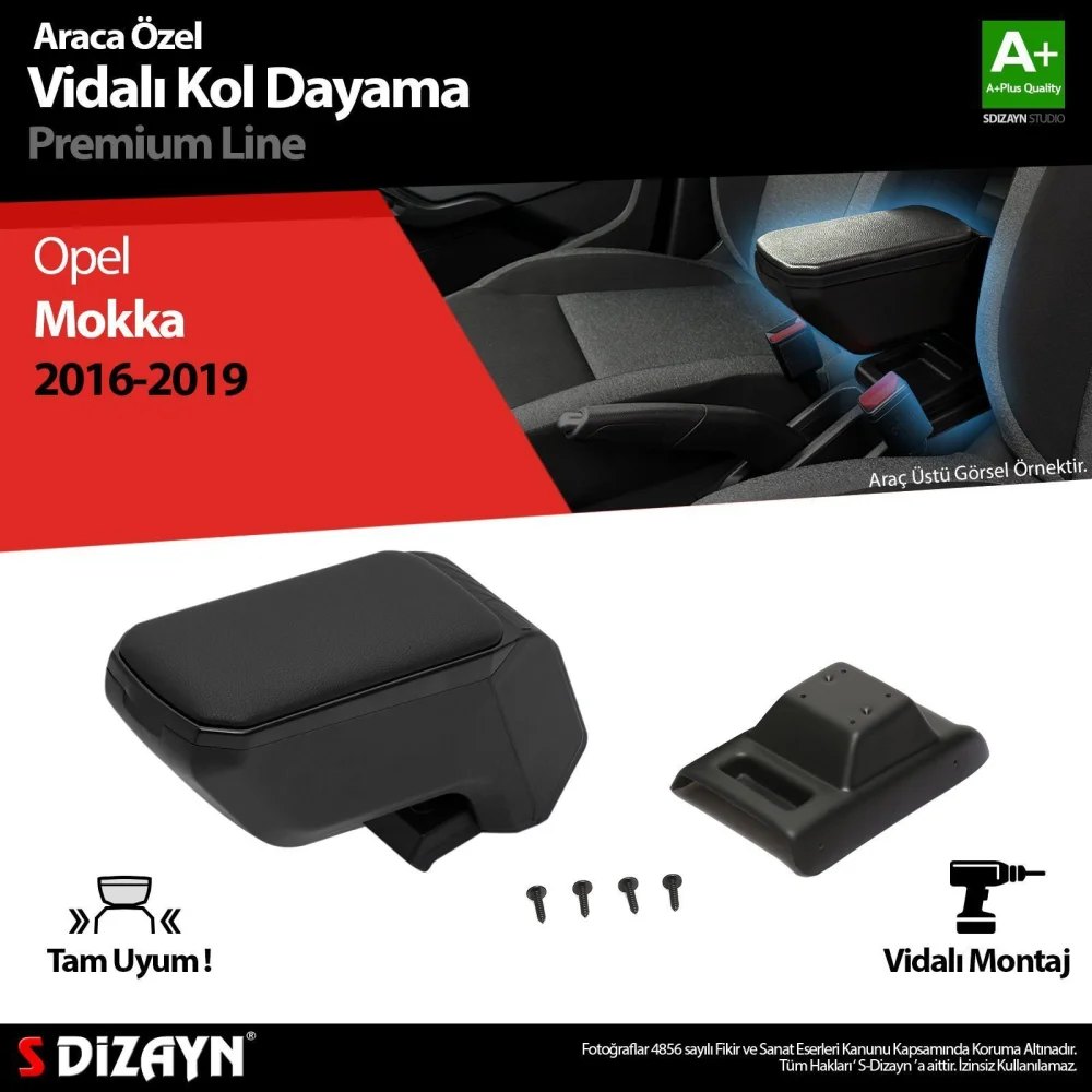 Drs Tuning Opel Mokka ABS Vidalı Kol Dayama Kolçak Siyah 2016-2019 A+Kalite