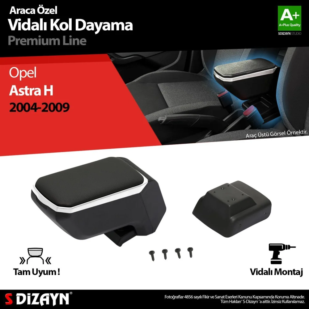 Drs Tuning Opel Astra H ABS Vidalı Kol Dayama Kolçak Gri 2004-2009 A+Kalite