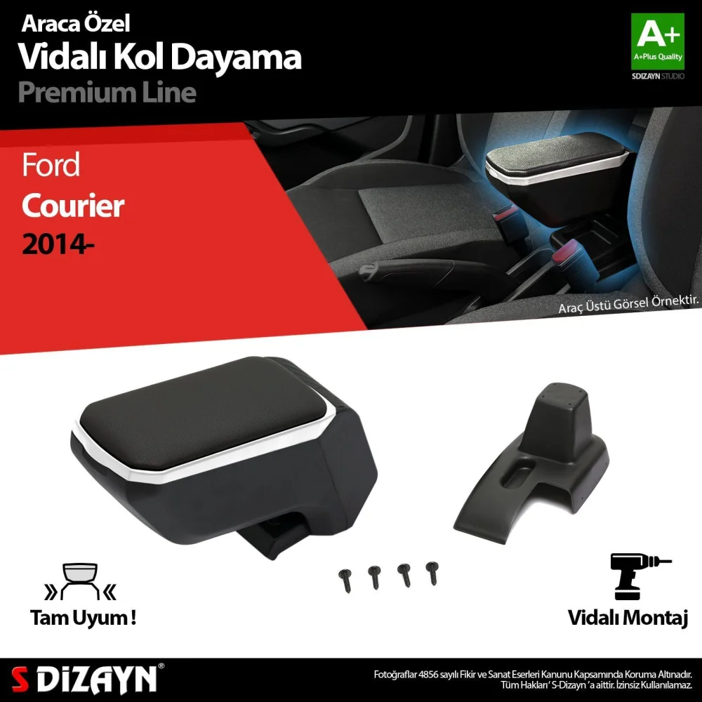 Ford Courier Uyumlu Kol Dayama Kolçak ABS Vidalı Gri 2014 Üzeri A+Kalite Parça