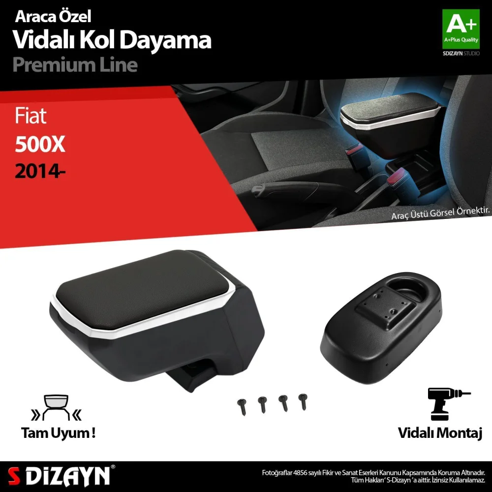 Drs Tuning Fiat 500X Kol Dayama Kolçak ABS Vidalı Gri 2014 Üzeri A+Kalite