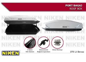 Niken Araç Uyumlu Üstü Port Bagaj Kapalı Tabut 3 Kilitli 375 Lt Beyaz Parça thumb 2