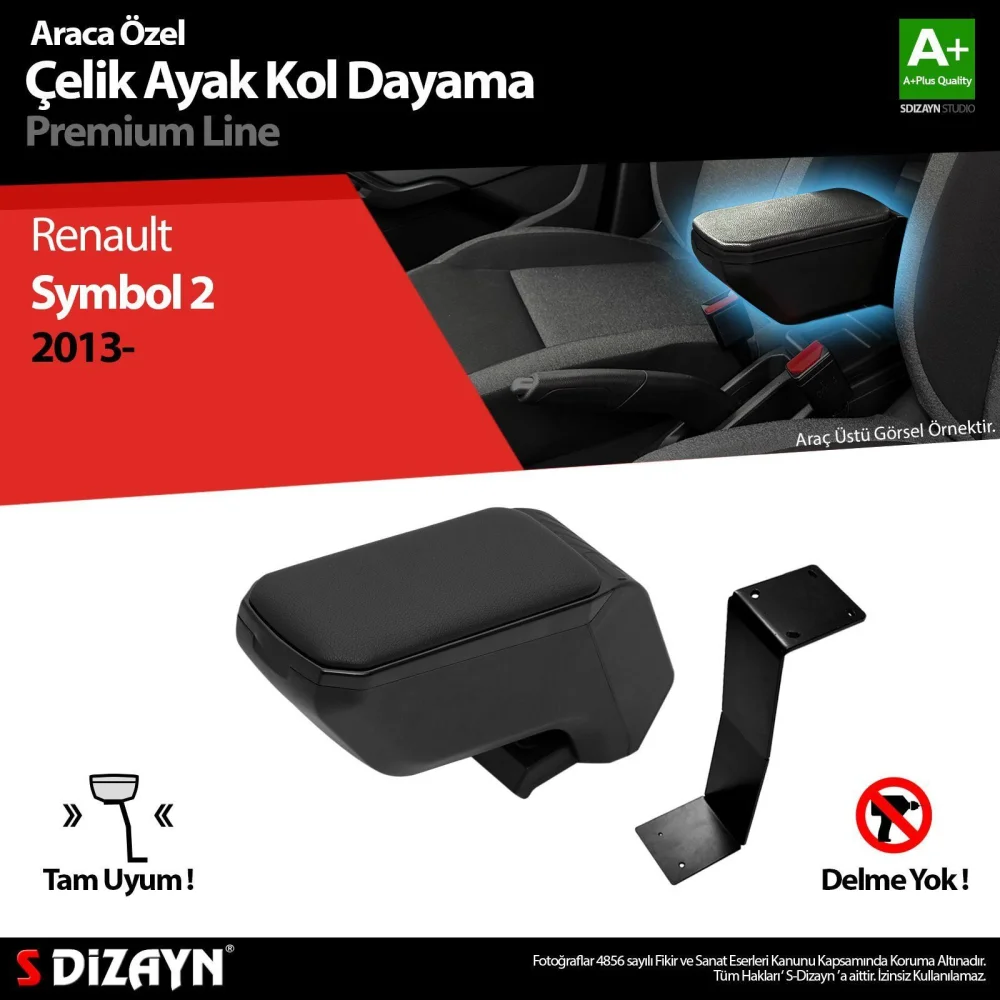 Drs Tuning Renault Symbol Kol Dayama Kolçak Çelik Ayaklı ABS Siyah 2013-2017 A+Kalite
