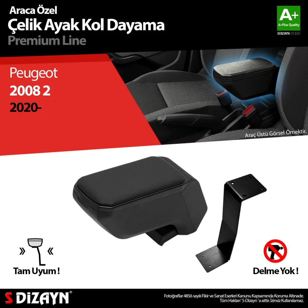 Drs Tuning Peugeot 2008 Kol Dayama Kolçak Çelik Ayaklı ABS Siyah 2020-2023 A+Kalite