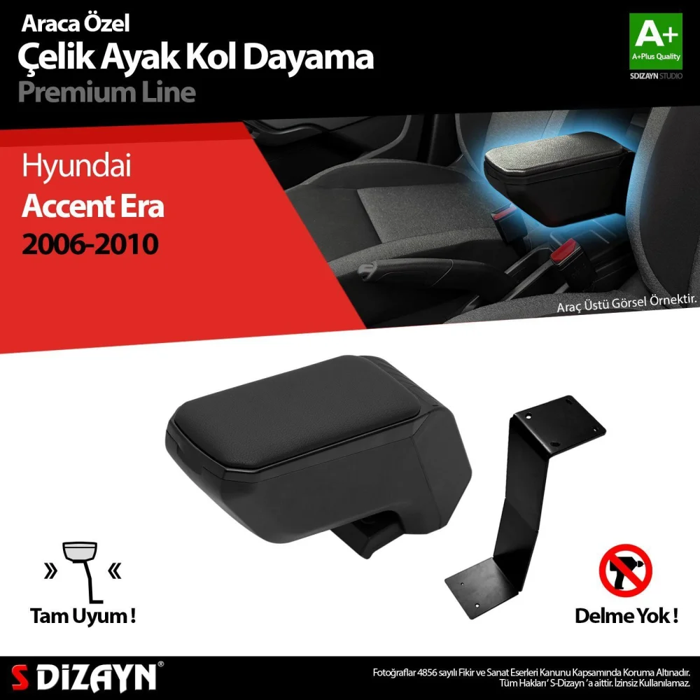 Drs Tuning Hyundai Accent Era Kol Dayama Kolçak Çelik Ayaklı ABS Siyah 2005-2011 A+Kalite