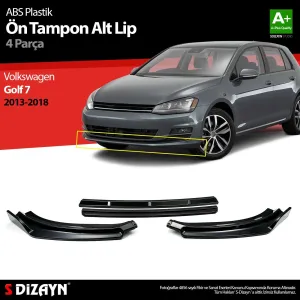 Volkswagen Golf 2012-2020 (Mk7) uyumlu 7 ABS Plastik Ön Tampon Alt Lip Siyah Ekli 4 Parça. 2013-2018 A+Kalite Parça modelleri DRS Tuning'de. Kaliteli malzeme,
