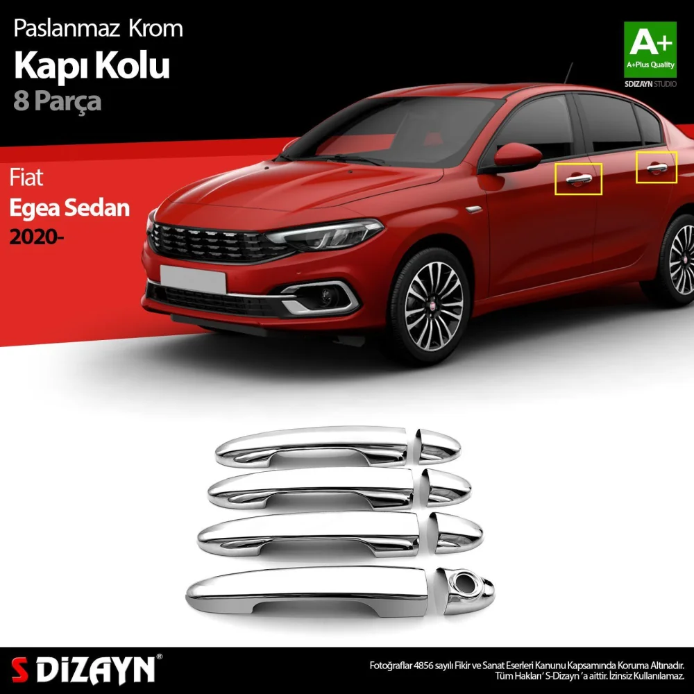 Drs Tuning Fiat Egea SD Krom Kapı Kolu 8 Prç. 2020 Üzeri