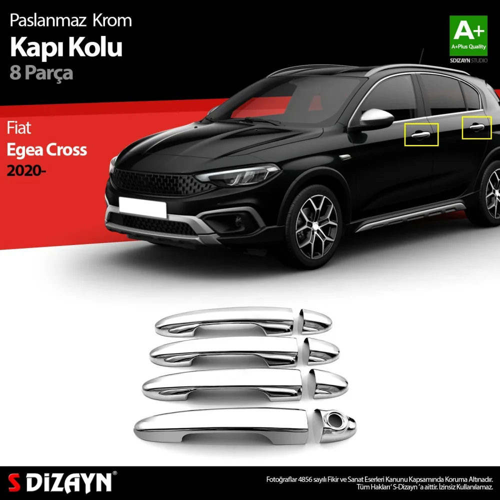 Drs Tuning Fiat Egea Cross Krom Kapı Kolu 8 Prç. 2020 Üzeri